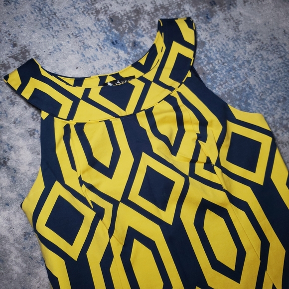 Ralph Lauren Black Label Geometric Sleeveless Shift A-Line Dress Size 10 - Picture 2 of 9